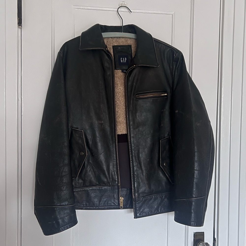 Vintage Gap Distressed Leather Jacket